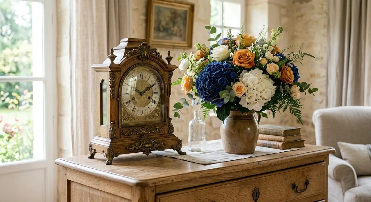 Horloge ancienne dans un intérieur apaisé